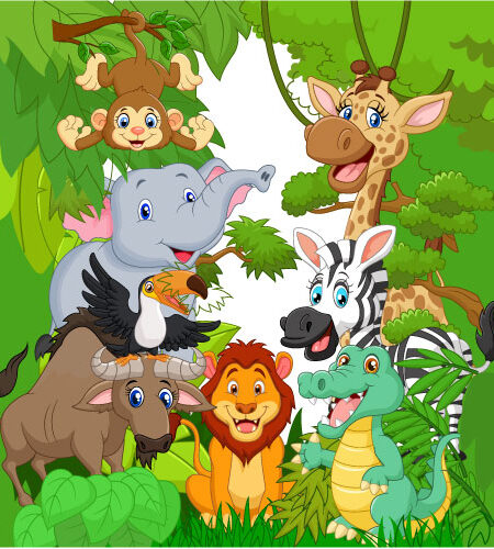 Explora el maravilloso mundo de los animales de la selva y colorea gratis.